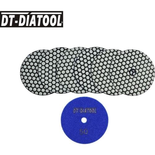7pcs/set G50 Dry Polishing Pad Sharp Type Flexible Diamond Polishing Pad For Granite Marble Stone Sanding Disc Dia 4"/100mm