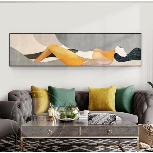 Abstract women shape canvas painting posters and print unique figure home decor wall art pictures for living room bedroom lobby