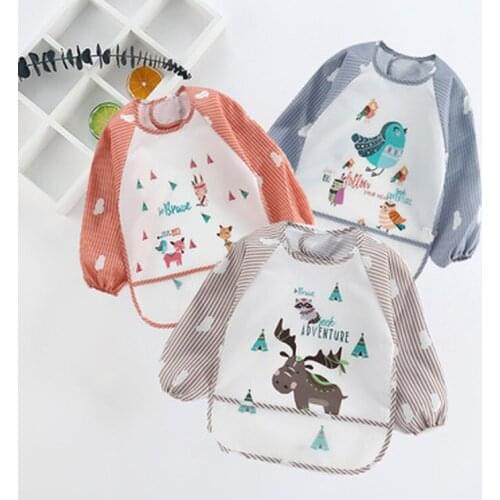 Infant Newborn Toddler Baby Waterproof Feeding Art Apron Bib Long Sleeve Smock Boys Girls Toddler Baby Accessories