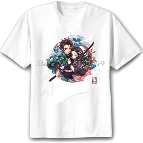 Demon Slayer Kimetsu No Yaiba T-shirt Anime Couple Summer Top Kawaii Print T Shirt Cotton Loose Men Tees Harajuku