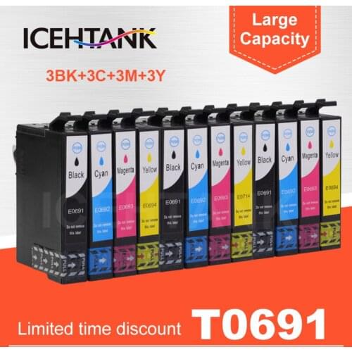 12 Pcs For Epson T069 T0691 Full Ink Cartridge Stylus NX100 NX105 NX110 NX115 NX200 NX215 NX300 NX400 NX415 NX510 NX515 Printer