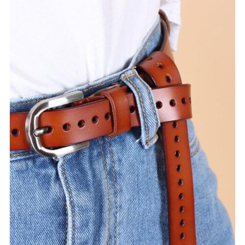 Ke Meiqi All-match Pin Buckle Ladies Belt Perforated Hollow Belt Fashion Solid Color Decoration Jeans Belt Ladies Belt