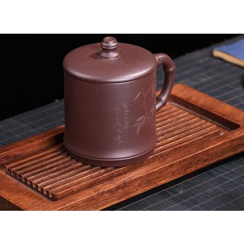 Chinese Yixing Purple Clay Pu'er Teacup With Cover Office Water Travel Portable Tea Cups Handmade Tea Set Gifts Drinkware 360ml