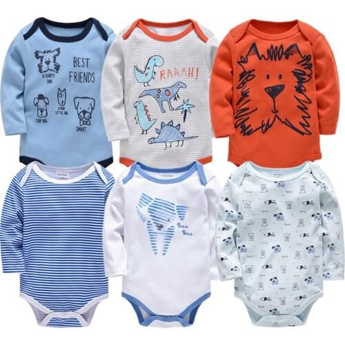 Infant Newborn Baby Boy Rompers 3 6 Pcs/set Cotton Long Sleeve Cool Animal Spring Autumn Clothes O-neck Jumpsuit