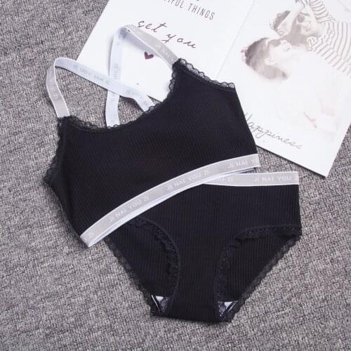 Free Wire Lingerie Set Teen Girls Underwear Soft Padded Cotton Print Bra Set for Young Girls for Sports Running Free Size