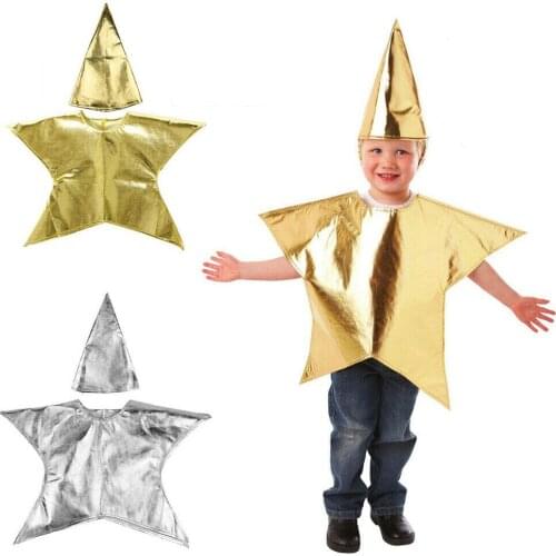 Boys Girls Costume Christmas Kids Evening Party Star Dresses Hat Stage Show Cosplay Fancy Dress Outfit