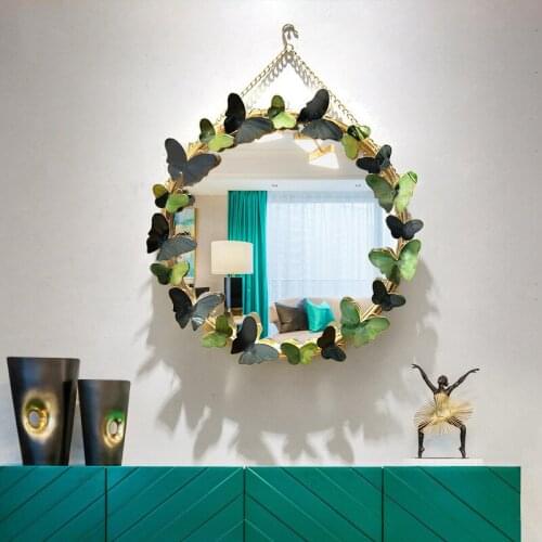 Creative Living Room Background Wall Decoration Bedroom DressingTable Round Makeup Mirror Porch Wall Hanging Wrought Iron Mirror