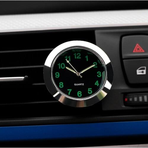 Quartz Car Clock Decoration Watch Ornaments Vehicle Auto Interior Clock Digital Pointer Air Conditioning Outlet Clip Accessories