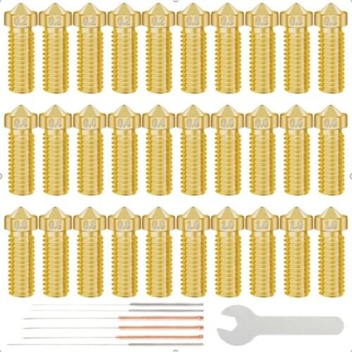 30Pcs 3D Printer Brass Nozzles,0.2Mm,0.3Mm,0.4Mm,0.6Mm,0.8Mm,1.0Mm Nozzle for Makerbot Ender 3 CR-10 with 6 Needles
