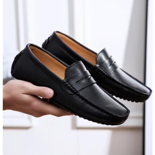 Big Size 49 Man Leather Shoes Slipons Classic Summer Male Flat Shoe Genuine Leather Mens Loafers Moccasins Casual Driving Shoes