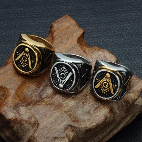 Mens Silver color Oval Freemason Templar Masonic Ring Mens Jewelry