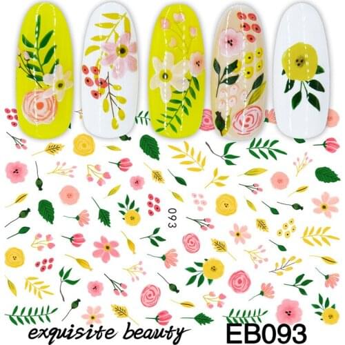 Nail art sticker flora leaves flower printing big size self glue strip manicure strip nail art accessories WG071