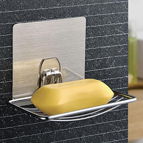 Stainless Steel Soap Box Soap Dish With Strong Power Sticker 1pcs