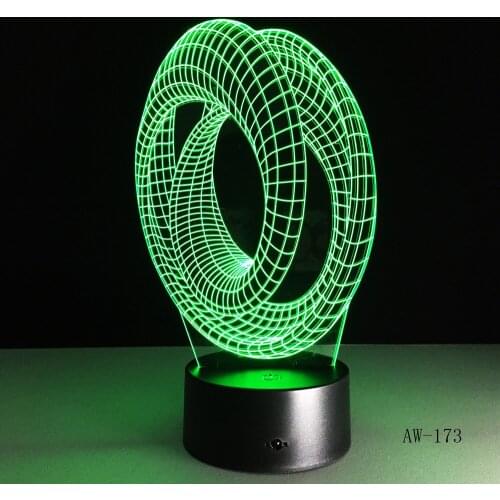 New 3D Abstrict Desgin Lamp LED Night Lights with USB Cable Lighting as Indoor Room Decoration 7 Colors Birthday Dec AW-173