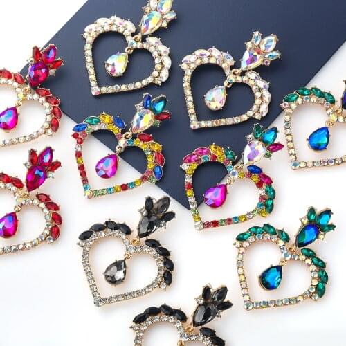 Pauli Manfi Fashion Metal Rhinestone Heart-shaped Earrings Womens Creative Popular Dangle Earrings Party Accessories