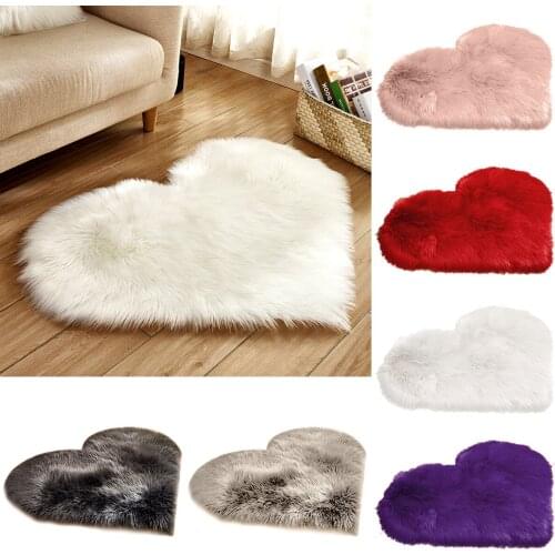 Heart Shaped Fluffy Rug Shaggy Floor Soft Mat Home Bedroom Faux Fur Carpet Decors Accessories