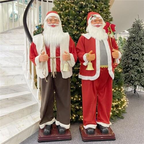 Christmas Ornaments Hotel Mall 1.8m Santa Claus Welcome Decoration Voice Control Dancing Belly Glowing Rocking Music Santa Claus