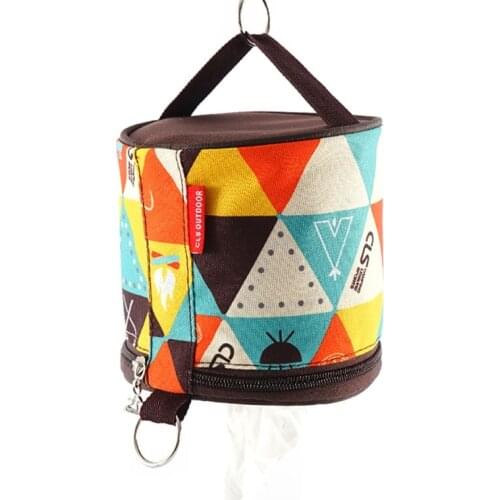 Outdoor Storage Bags Camping Folding National Wind Drawing Box Car Bag With Roll Paper Tissue Outdoor Tools