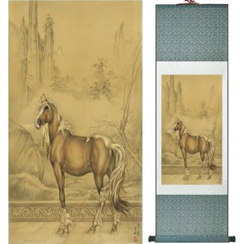 Traditional Chinese art painting Horse art painting Silk scroll art painting Horse painting 042007