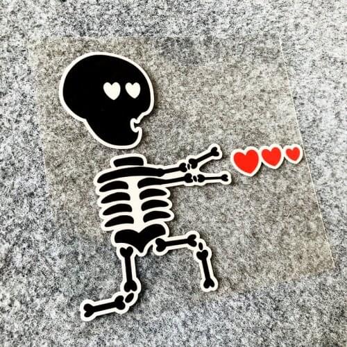 Funny Skull Biu Heart Fall In Love Auto Body Window Stickers Car Styling Vinyl Decals