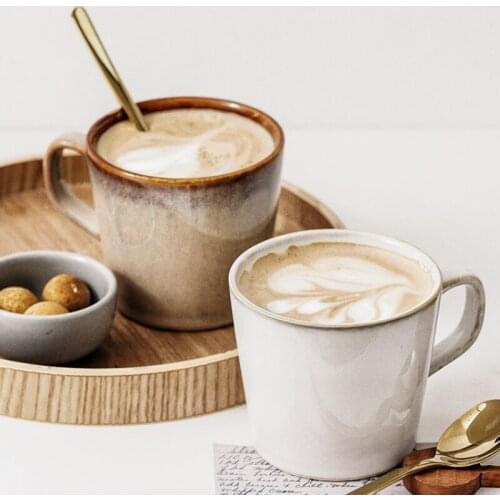 Japanese Retro Kiln Coffee Cup Restaurant Breakfast Cup Creative Ceramic Household Milk Cup Oat Cup Tea Cup Water Cup