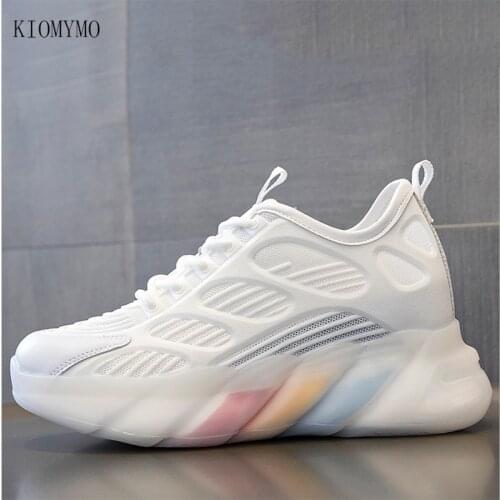 2021 Summer And Autumn Low-Cut Casual Inner Increase Womens Shoes Leather Old Shoes Breathable Mesh White Shoes Women