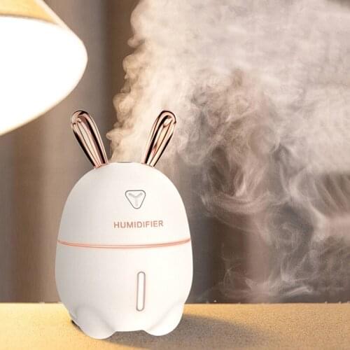 300ML Mini Air Humidifier Cute Rabbit USB Aroma Essential Oil Diffuser Colorful Night Light Car Office Air Purifier Mist Maker