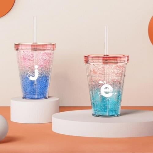 410ml Straw Cup Double-walled Ice Cup Nice-looking Large Capacity Healthy Cold Drinks Iced Coffee Plastic Cup for Summer