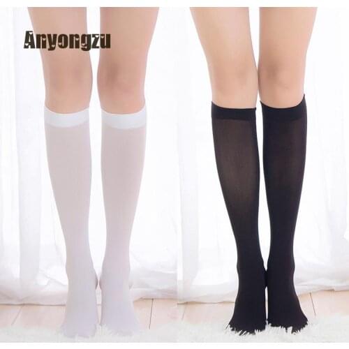 5pair/lot Anyongzu Thin Girls Stockings Velvet Black And White Female Students In Autumn Stockings