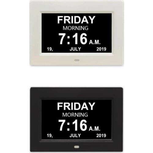 7 "Inch Digital Clock Calendar with Oversized Font Date Day Reminder for Elderly and Children Auto Dimming 9 Languages