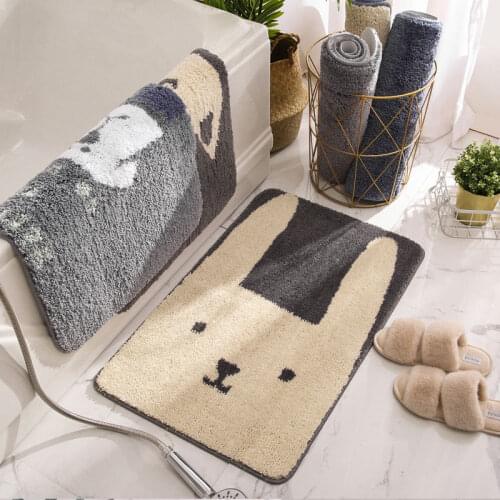 Cartoon Animal Rabbit Shape Door Mat Antislip Cat Floormat Carpet Toilet Tapete Water Absorption Non-slip Porch Bedroom Soft Rug
