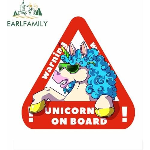 EARLFAMILY 13cm x 13cm for Unicorn on Board Auto Decal Fashion Anime Waterproof 3D Vinyl Material Car Stickers for Vehicle JDM