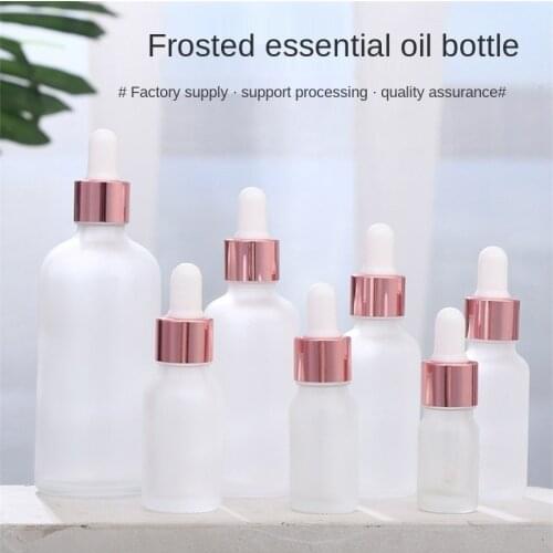 Rose-Golden Refillable Dropper Bottle Frosted essential oil Glass Aromatherapy Liquid 5-100ml Drop for massage Pipette Bottles