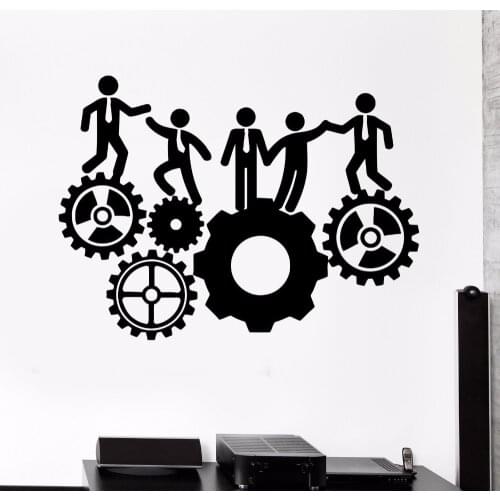 Hot Sale Vinyl Wall Decal Office Team Work Gears Inspiration Stickers Mural Office 3D Wallpaper Wall Sticker Bedroom PosterLA906