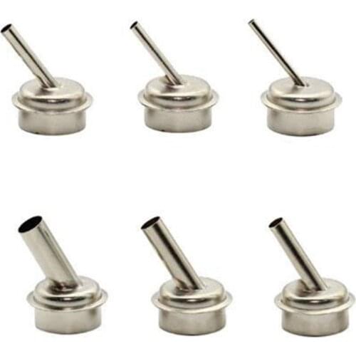 GTBL 6Pcs 45 Degree Bent Curved Heat Nozzle 2.5/3/4/6/7/9mm Hot Air Nozzles for QUICK 861DW Soldering Station