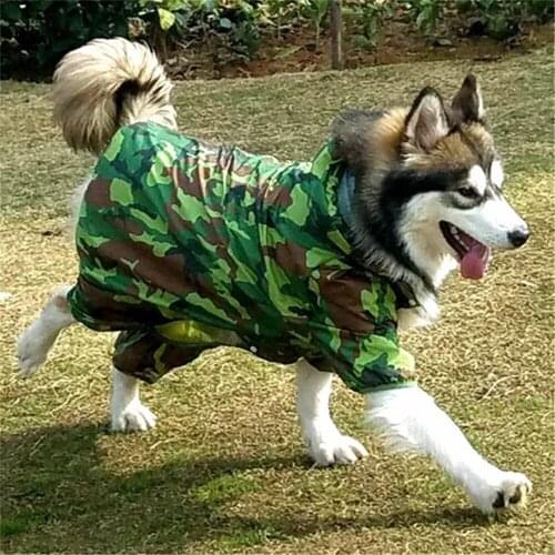 Miflame Camouflage Dog Raincoat Four-legged Large Dog Rainwear For Dog Clothes Waterproof Labrador Border Collie Raincoat Casual