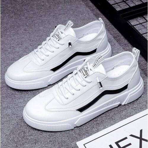 2021 Trend Fashion Luxury White Leather Sneakers For Men Vulcanized Autumn Male Running Shoes Male Casual Tenis Mans Sports Shoe