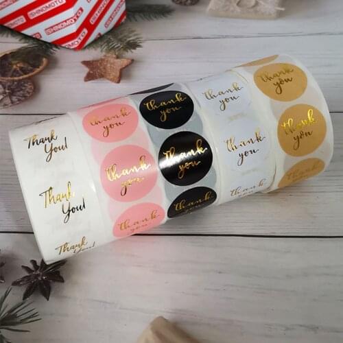 500pcs Round Adhesive Labels Thank You Kraft Paper Stickers Envelope Candy Biscuit Baking Gift Box Packaging Wedding Decoration