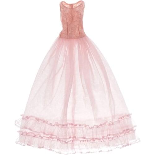 Lace Tulle Bridesmaid Dress Party Evening Dance Gown For 1/3 BJD Dolls Dress Up Accessories Pink