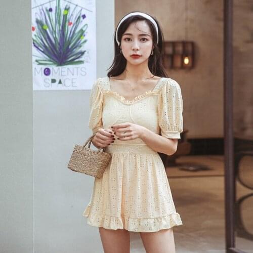 Bathing Clothes Surf Rash Guard For Women Trikini Swimsuit Big Size Ladys One Piece Skirt Showing Short Sleeve Hot Swim Suit