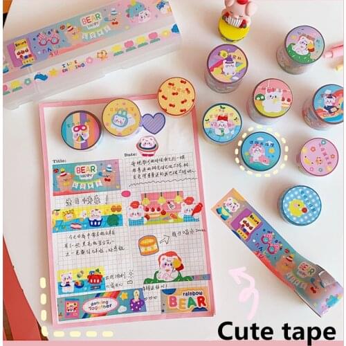 Yisuremia Kawaii Cartoon Decoration Bear Paper Washi Masking Tape Sticker Creative Scrapbooking Diary Stationary School Supplie