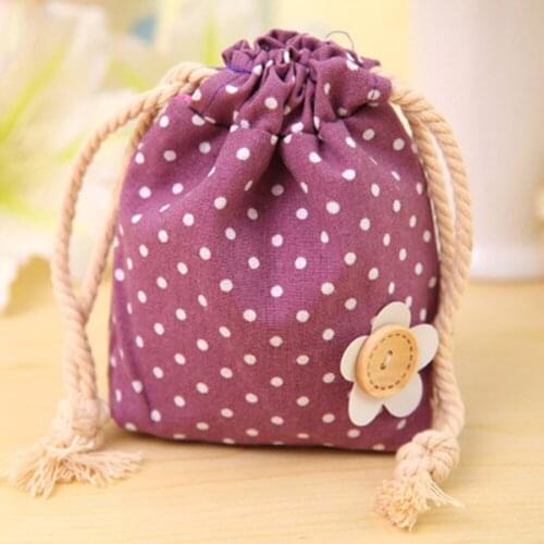 Cute Dot Cotton Drawstring Bags Eco- friendly Wedding birthday party decoration storage bag gift package candy bag supplies