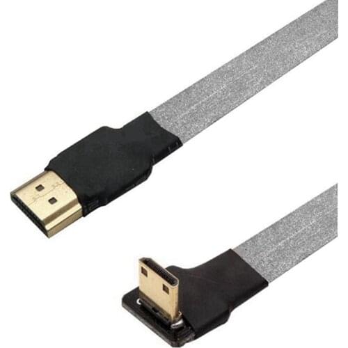 Anti-interference Mini HDMI-compatible Right Angled FPV Cable Male to HDMI Male 90 Degree FPC Flat Cable for Multicopter Aerial