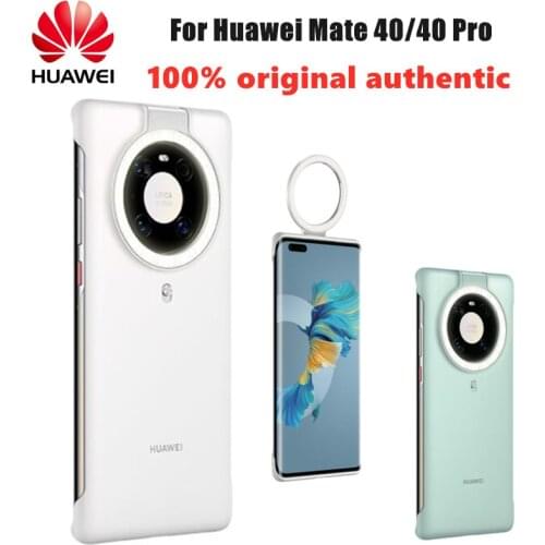 NEW 100% Original HUAWEI Mate 40/40 Pro Ring Light Case additonal lighting Flash Camera Phone Case Cover with Mini Flashlight