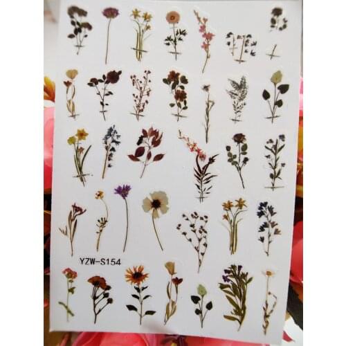 New 3D Nail Sticker Art Watercolor Flower Leaf Self Adhesive Nails Decorations Decals Design Manicure Sliders Accessories