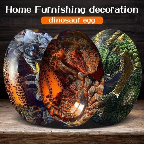 New Dinosaur Egg Resin Sculpture Crystal Lava Dragon Egg Souvenir Collection Gift For Childrens World Conqueror Optional Base