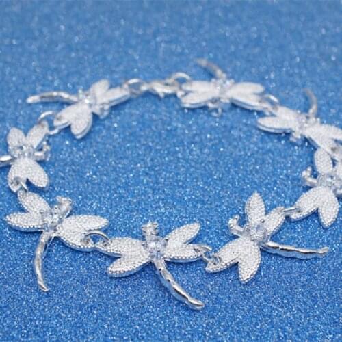New Fashion 925 Sterling Silver Animal Dragonfly Charm Bracelet Ladies Silver Bracelet Fashion Jewelry