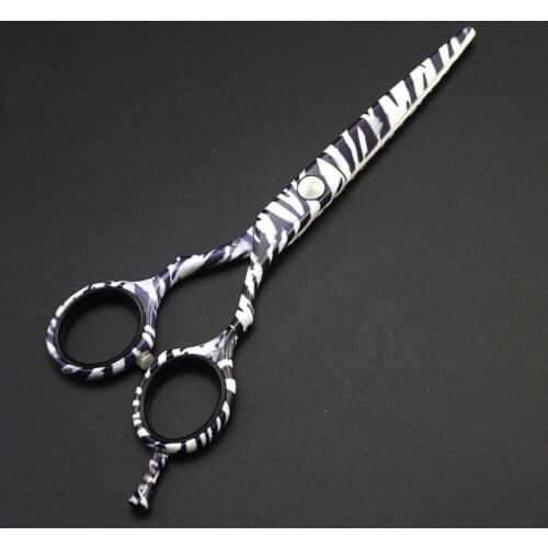 5.5" Zebra pattern ceramics scissors hair professional barber scissors hairdressing hair shears hair cutting scissors barbershop