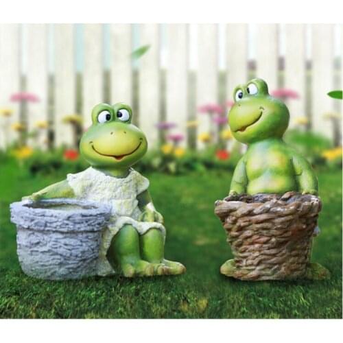 Pastoral Creative Frog Fleshy Flower Pot Cement Ornaments Courtyard Park Figurines Decoration Outdoor Garden Furnishing Crafts