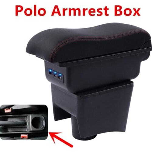 For VW Volkswagen Polo 2011-2018 armrest box central Store content Storage box with cup holder ashtray Car accessories